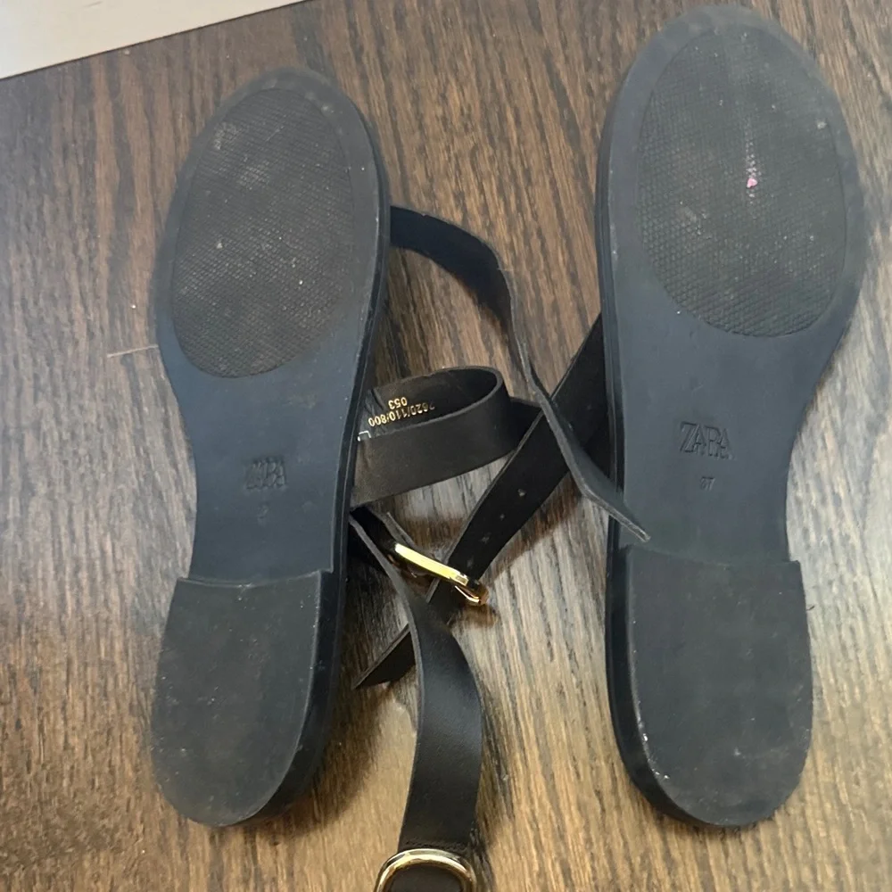 Zara Black Sandals with Gold Buckle size 37 - Picture 5 of 5